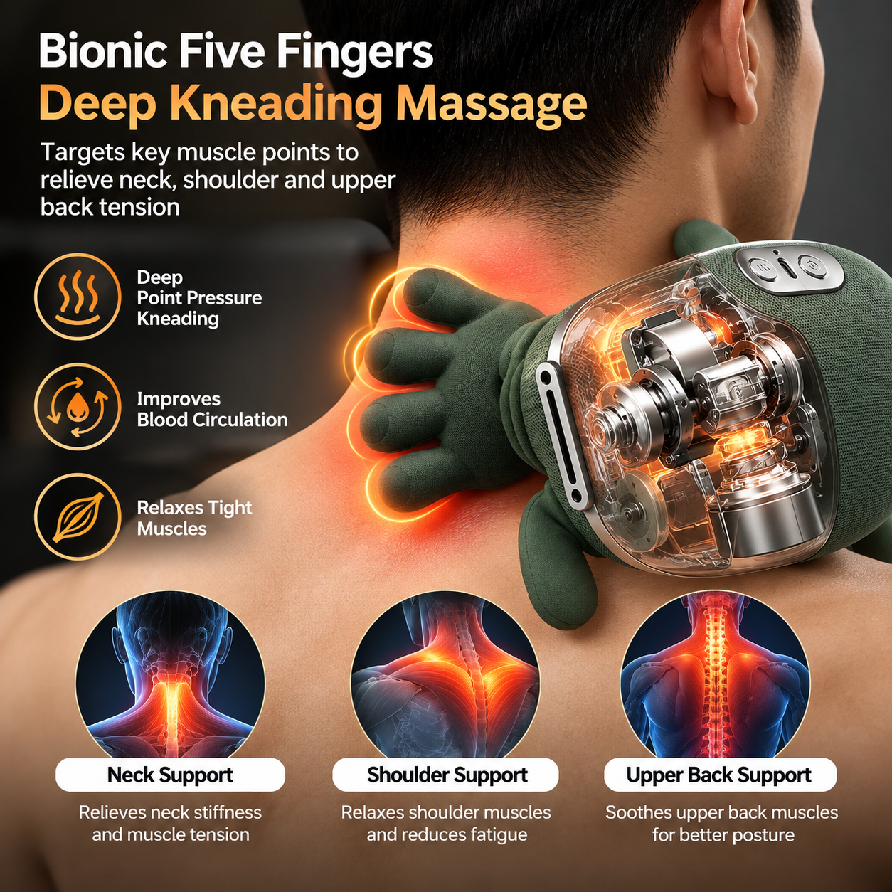 Smart Neck Massager | Heated Kneading - Image 3